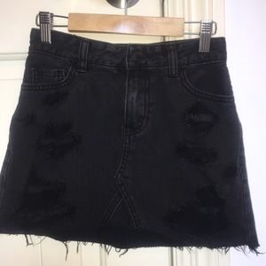 Black ripped jean skirt